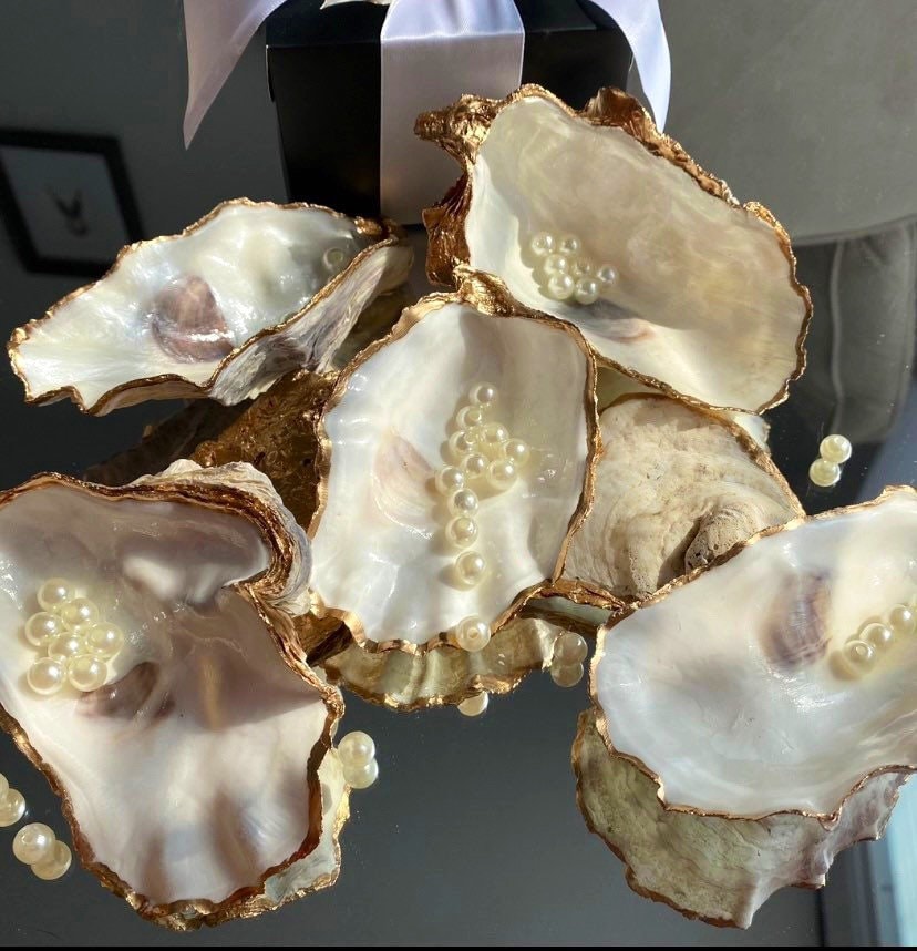 Oyster Shell Ring Dish: Gold Leaf Bridal Party Gift