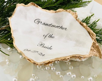 Grandmother of the Bride Gift Personalized Oyster Shell Ring Dish/Grandmother Gift from Bride/Unique Handmade Bride Gift to Grandmother