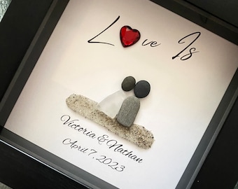 Anniversary/Anniversary Sea Glass/Pebble Art/Gift for him/Wedding Gift/Personalized Gift/Personalized Anniversary Gift for Him/Gift for her