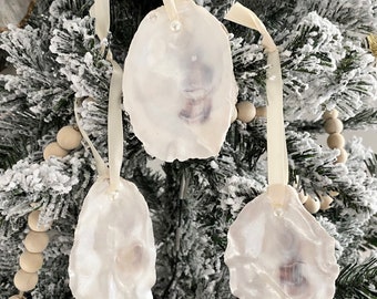 Ornament Sets Christmas Oyster Ornaments Beach Christmas Ornament Set Nautical Xmas Ornament Oyster Coastal Decor Coastal Christmas