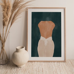 Water color painting woman | Mid century modern art | Aesthetic room decor | Ivy Green Illustrations