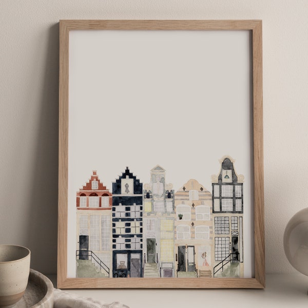 Amsterdam Water Color Painting, Print Travel Poster, House Portrait, New House Gift, Portrait From Photo