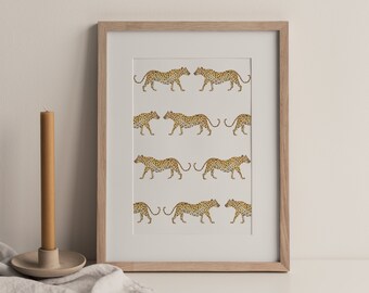 Cartaz de impressão de leopardo, pintura de leopardo, cartaz de quarto infantil, impressão de safari, impressão animal, cartaz de safari, impressão na moda, decoração, presente
