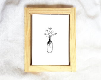 Florero de flor estampado de plantas, dibujo botánico, pintura, póster de flores, estampado botánico, decoración del hogar, ilustración, regalo de bienvenida