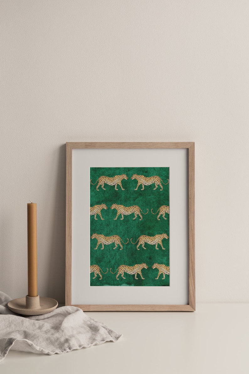 Cartaz de impressão de leopardo, pintura de leopardo, cartaz de quarto infantil, impressão de safari, impressão animal, cartaz de safari, impressão na moda, decoração, presente imagem 3