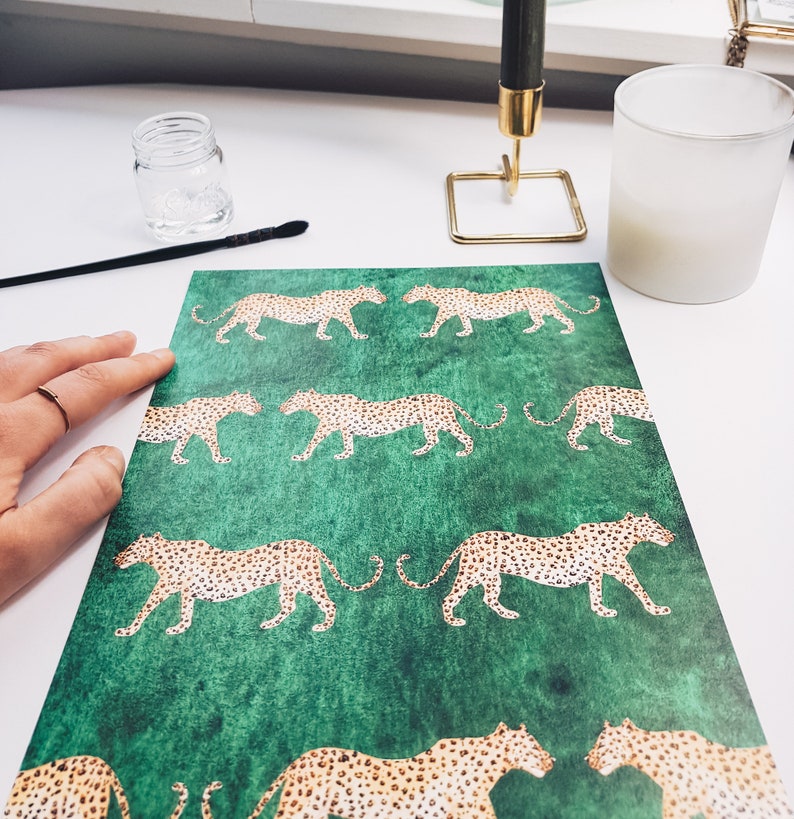 Cartaz de impressão de leopardo, pintura de leopardo, cartaz de quarto infantil, impressão de safari, impressão animal, cartaz de safari, impressão na moda, decoração, presente imagem 5