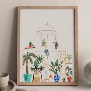 Ilustração de jardim botânico, ilustração botânica, pôster botânico, impressão botânica, impressão de planta, pôster de planta, ilustração de jardim