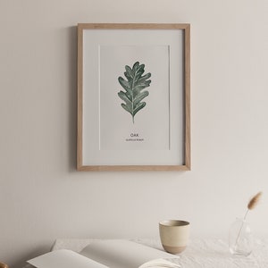 Watercolor Oak Leaf Print,  Botanical Print Set, Oak Leaf Print, Oak Print, Watercolor Plant Painting, Plant Poster