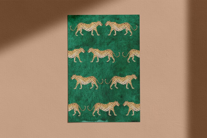 Cartaz de impressão de leopardo, pintura de leopardo, cartaz de quarto infantil, impressão de safari, impressão animal, cartaz de safari, impressão na moda, decoração, presente imagem 4