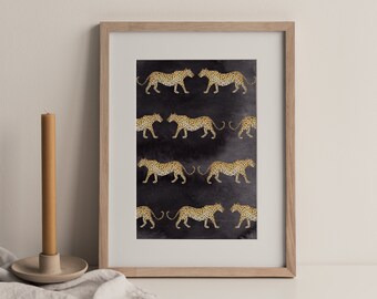 Cartaz de impressão de leopardo, pintura de leopardo, cartaz de quarto infantil, impressão de safari, impressão animal, cartaz de safari, impressão na moda, decoração, presente