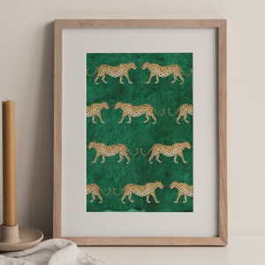 Cartaz de impressão de leopardo, pintura de leopardo, cartaz de quarto infantil, impressão de safari, impressão animal, cartaz de safari, impressão na moda, decoração, presente imagem 1
