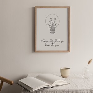 Lightbulb Terrarium, Bloom Quote, Bloom where planted, Urban Jungle, Plant Lady Gift, Hand Art Printable, Nursery Minimal Art, Handmadekado