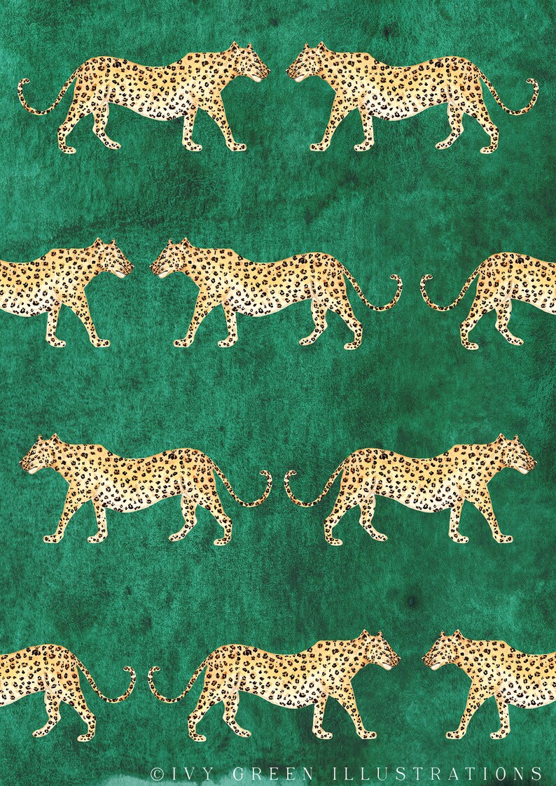 Cartaz de impressão de leopardo, pintura de leopardo, cartaz de quarto infantil, impressão de safari, impressão animal, cartaz de safari, impressão na moda, decoração, presente imagem 2