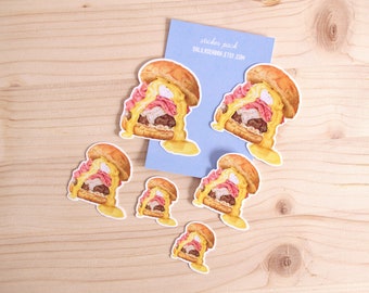 Burger Sticker Pack | 3 Sizes | Fast Food Realistic Illustration | Handmade Hamburger Art | Vinyl | Waterproof