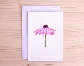 Pink Flower Postcard | Nature Illustration | Handmade Realistic Flora Art | A6 | White Envelope