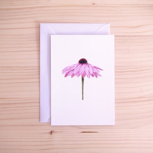 Pink Flower Postcard Nature Illustration Handmade Realistic Flora Art A6 White Envelope image 1
