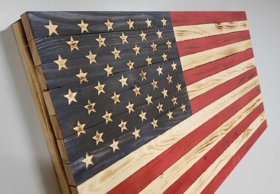 Rustic Wood American Flag Wall Decor Classic American Flag Etsy