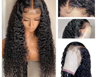 40 Inch 180-200% Density Deep Wave Human Hair Wigs Curly Wig for Black Women Hd Lace Front Wig Pre Plucked Brazilian Wigs