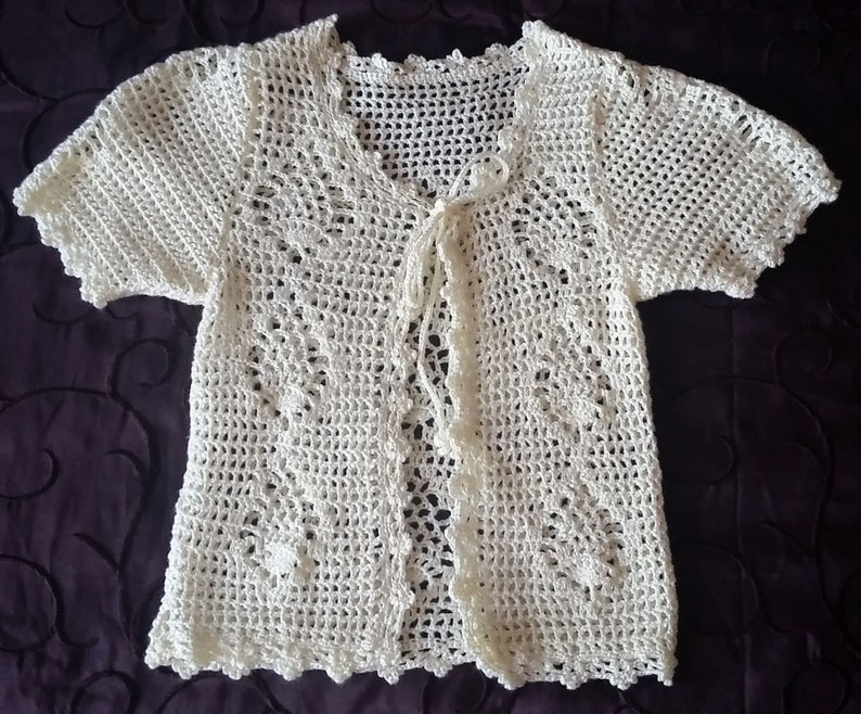 Hand-Crocheted Unisex Mesh Baby Summer Shirt Blouse for 6-12 months