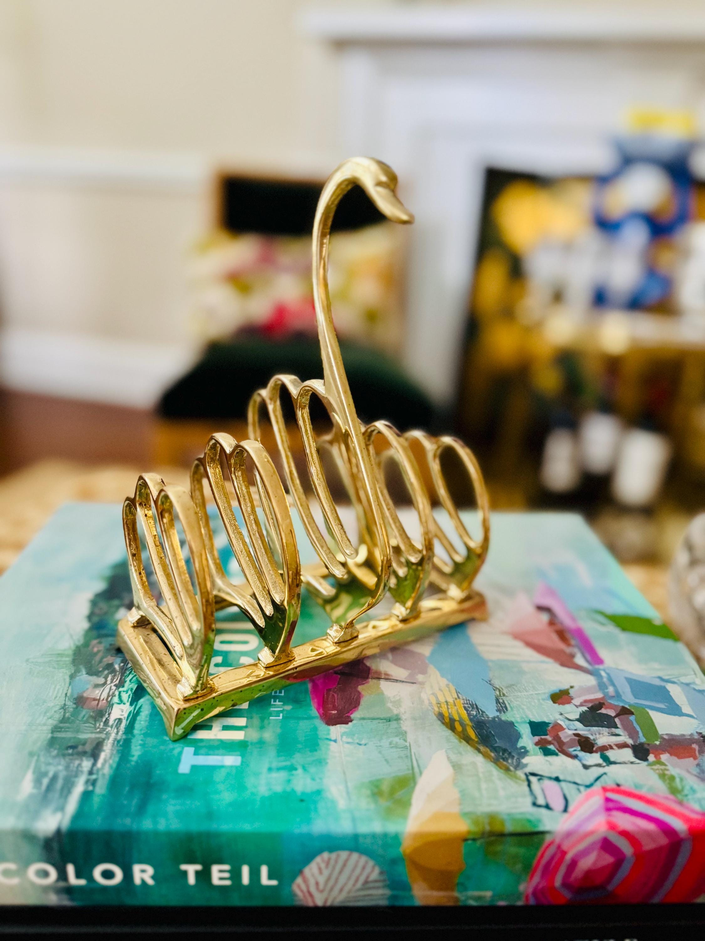 Vintage Brass Swan Letter Holder-toast Holder- Napkin Holder - Etsy