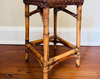 Vintage bamboo and rattan stool