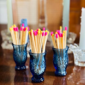 Vintage Cobalt Blue Matchstick Holder with Striker – Made in Taiwan