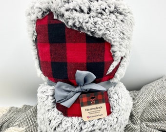 Wisconsin Sherpa Blanket | WI Blanket, Wisconsin Blanket, Badger Pride, Cozy Blanket, Wisconsin, WI Gifts, Buffalo Plaid, Buffalo Check