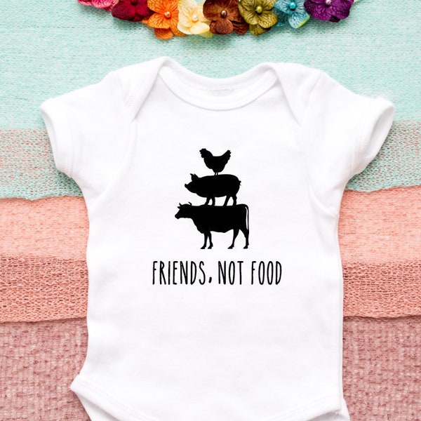 Vegetarian Baby | Vegan Baby, Plant Based Baby, Friends Not Food, Baby Shower Gift, Baby Gift, Baby Onesie, Vegan Mama, Unisex Baby Gift