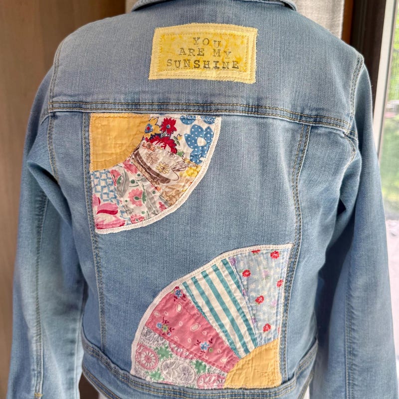 Vintage Quilt Heart Denim Jacket – Kids 6/7 (One-of-a-Kind) SOLD main image 1