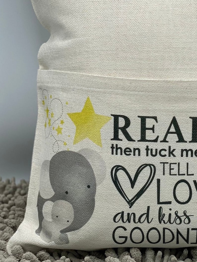 Reading Gift Gender Neutral Grey Elephant Read Me A Story Reading Pillow Book Pillow,Baby Shower Pocket Pillow Kid Gift Toddler Gift