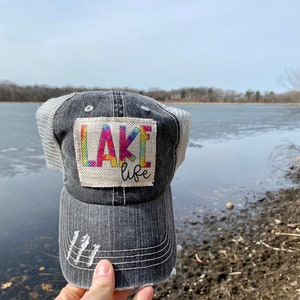 Lake Life Hat | Lake Hair Don't Care, Lake Hat, Cabin Hat, Distressed Hat, Trucker Hat, Trucker Cap, Baseball Cap, Cabin, Mother's Day
