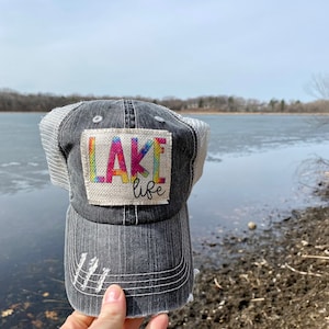 Lake Life Hat | Lake Hair Don&#39;t Care, Lake Hat, Cabin Hat, Distressed Hat, Trucker Hat, Trucker Cap, Baseball Cap, Cabin, Boat Hat