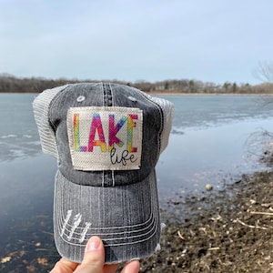 Lake Life Hat | Lake Hair Don't Care, Lake Hat, Cabin Hat, Distressed Hat, Trucker Hat, Trucker Cap, Baseball Cap, Cabin, Mother's Day