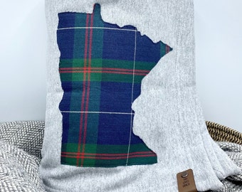 Blue Green Plaid Sweatshirt Blanket | KT, Plaid, MN Blanket, Minnesota Blanket, Minnesota Pride, Minnesota Blanket, Minnesota MN Gifts Cabin