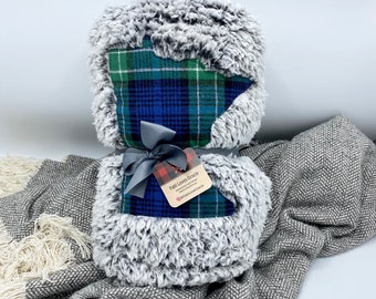 Blue Green Plaid Sherpa Blanket | Scottish Plaid, MN Blanket, Minnesota Blanket, Minnesota Pride, Cozy Minnesota Blanket, Minnesota MN Gifts