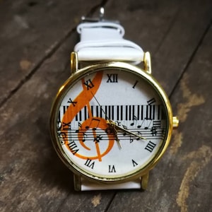 Music Watch, Piano, Keyboard Watch, Unisex Men’s and Women’s Wrist Watch, Personalized Gift for Christmas, Birthday Anniversary Prom New Job