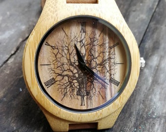 Tree of Life Watch, Tree Watch, Plant Watch, Unisex, Reloj de pulsera para hombres y mujeres, Reloj de madera, Regalo personalizado grabado para cualquier ocasión