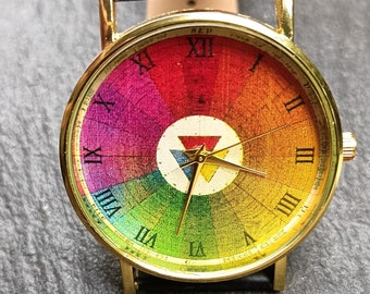 Rainbow Watch, Color Palette Watch, Unique Watch, Gents Watch, Ladies Watch, Unisex, Men’s & Women’s Wrist Watch, Engraved Personalized Gift