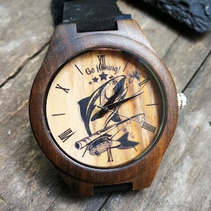 Fish Watch, Fishing Watch, Fish Lover Watch, Unisex, Men&#39;s and Women&#39;s Watch, ideal for Birthday, Anniversary, Prom, Retirement & Christmas