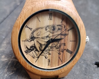 Frog Toad Watch, Amphibians Watch, Unisex, Men's & Women's Watch, Wood Watch, Personalized Christmas, Anniversary, New Job and Birthday Gift