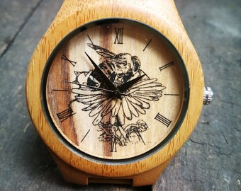 Bee Watch, Insect Watch, Bee Lover Watch, Unisex, Men's and Women's Wrist Watch, Wooden Watch, Engraved Personalized Gift for Birthday