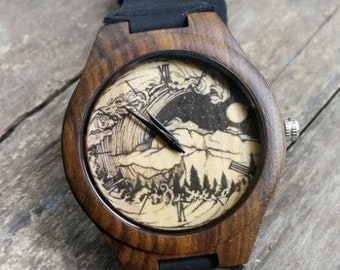 The Great Wave of Kanagawa, Ukiyoe, Japan, Classic Painting Watch, Unisex Wrist Watch, Wooden Watch, Engraved Personalized Christmas Gift