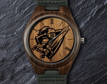 Knight Watch, Warrior Watch,  Unisex, Men's and Women's Wrist Watch, Wooden Watch, Personalized Engraved Gift for Valentine's Day, Birthday