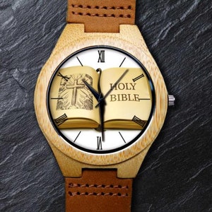 Christian Watch, Holy Bible Watch, Bible Watch, Easter Watch, Unisex, Men&#39;s and Women&#39;s Wrist Watch, Wood Watch, Engraved Personalized Watch