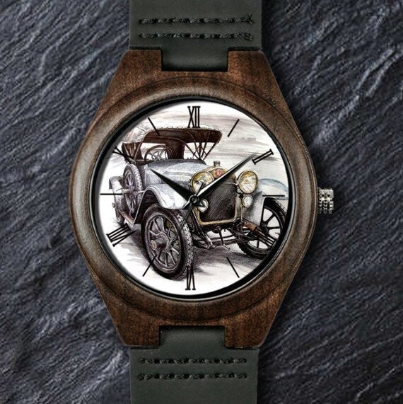 Orologio per auto d'epoca, Orologio per auto d'epoca, Orologio da polso da  donna da uomo unisex, Orologio in legno, Regalo personalizzato inciso per  la festa del papà, Compleanno -  Italia