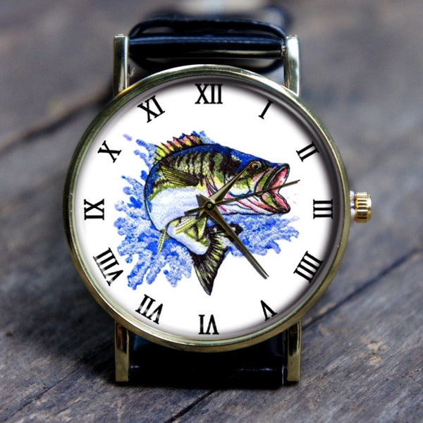 Fish Lover Watch, Fish Bass Watch, Unisex, Men’s and Women’s Wrist Watch, Personalized Gift, Christmas, Birthday, Anniversary, New Job, Prom