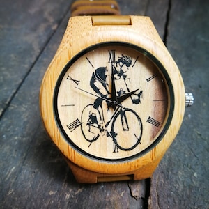 Tour de France Watch, Cyclist Watch, Sport Cycling Watch, Unisex/ Men&#39;s Wrist Watch, Wood Watch, Engraved Personalized Gift for Father&#39;s Day