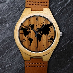 Montre de carte du monde vintage, montre de carte du monde, montre de carte, unisexe, montre-bracelet pour homme, cadeau personnalisé pour la fête des pères, anniversaire, anniversaire