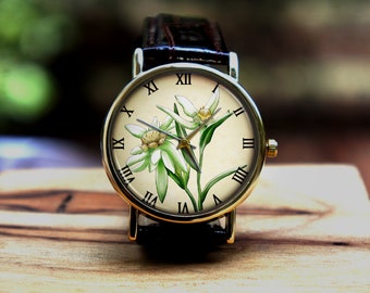 Unisex Wrist Watch, Men’s and Women’s Watch, Floral Green Leaves Watch, Natural Plant Watch, Personalized Christmas, Birthday, New Job Watch