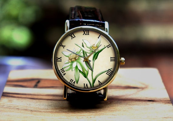 Personalized Christmas & Birthday Gift Jewellery Watches Wrist Watches Unisex Wrist Watches Retro Floral Wooden Watch Unisex Men's and Women's Watch Flower Watch Classic Flower Watch Wood 
